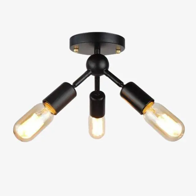 Plafonnier LED Noir à 3 Lampes Industrielles