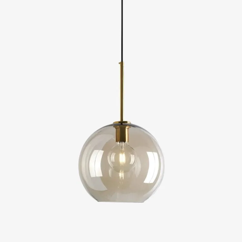Suspension LED en verre ambré - Design Industriel