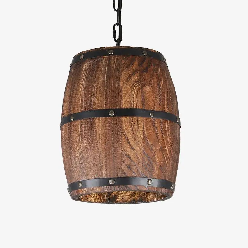 Suspension rétro à LED « Barrel-Light » en bois style campagne