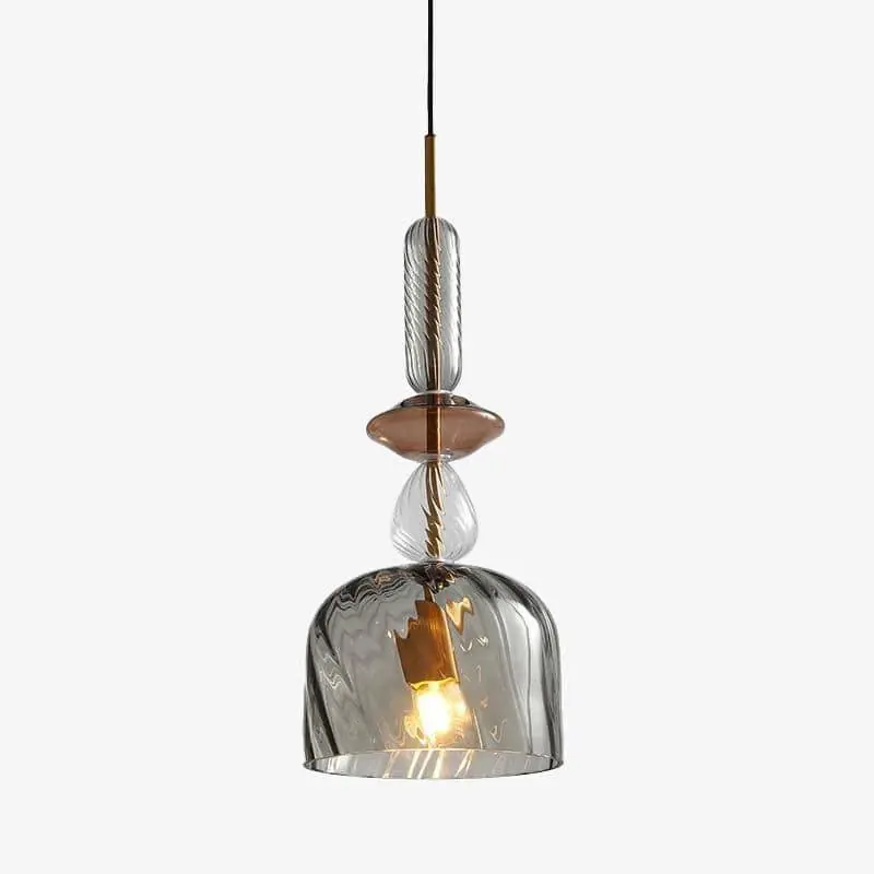 Suspension Lumineuse à LED Verre Coloré Effet Brossé - Café