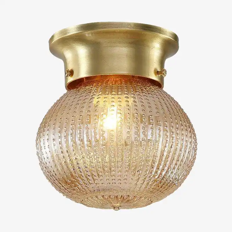 Plafonnier LED Design Métal & Verre Ambré