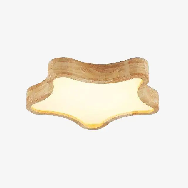 Plafonnier LED Étoile en Bois - Style Moderne