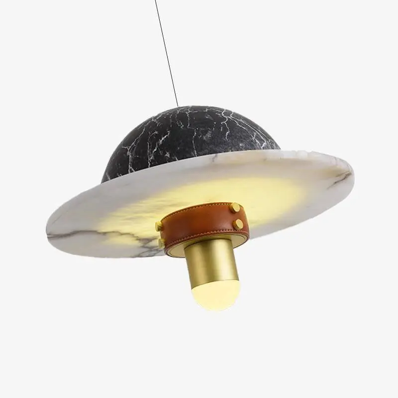 Suspension LED Marbre Noir et Blanc - Or