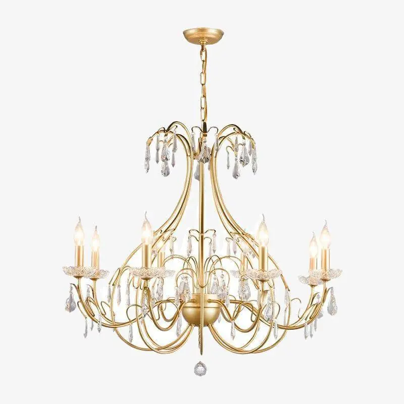 Lustre LED doré baroque avec ampoule en verre cristal retro