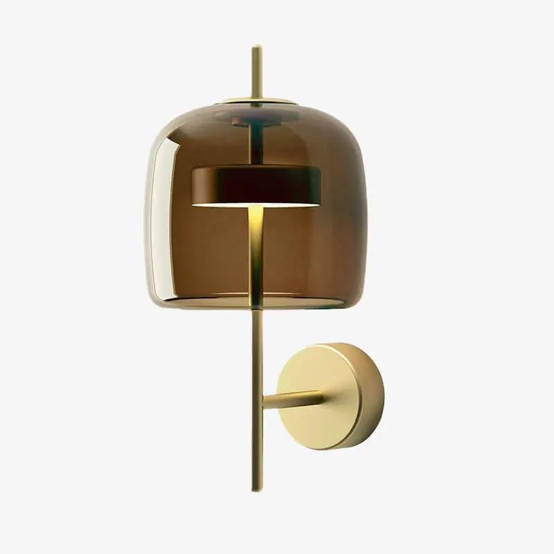 Applique LED Dorée Design avec Abat-jour Verre Rétro