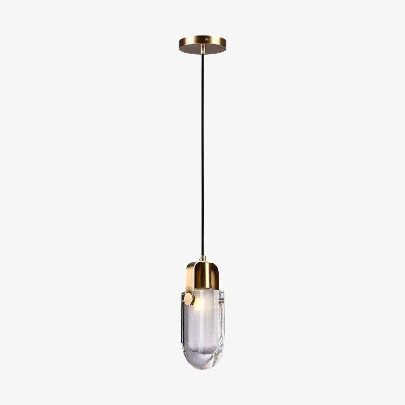 Suspension LED design en verre et dorée
