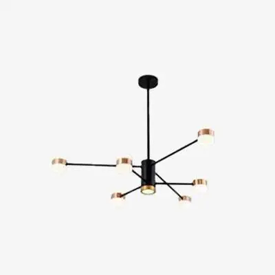 Lustre design LED en métal noir et lampes rose gold de chez Fly.