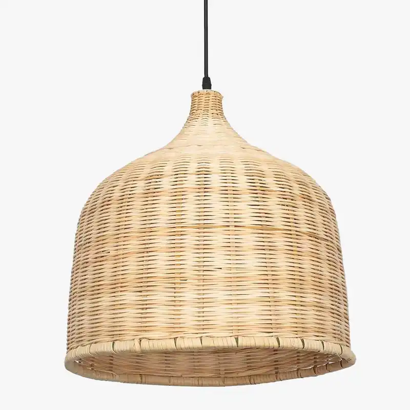 Suspension lumineuse en rotin avec abat-jour rond \\"Hang Glow\\"