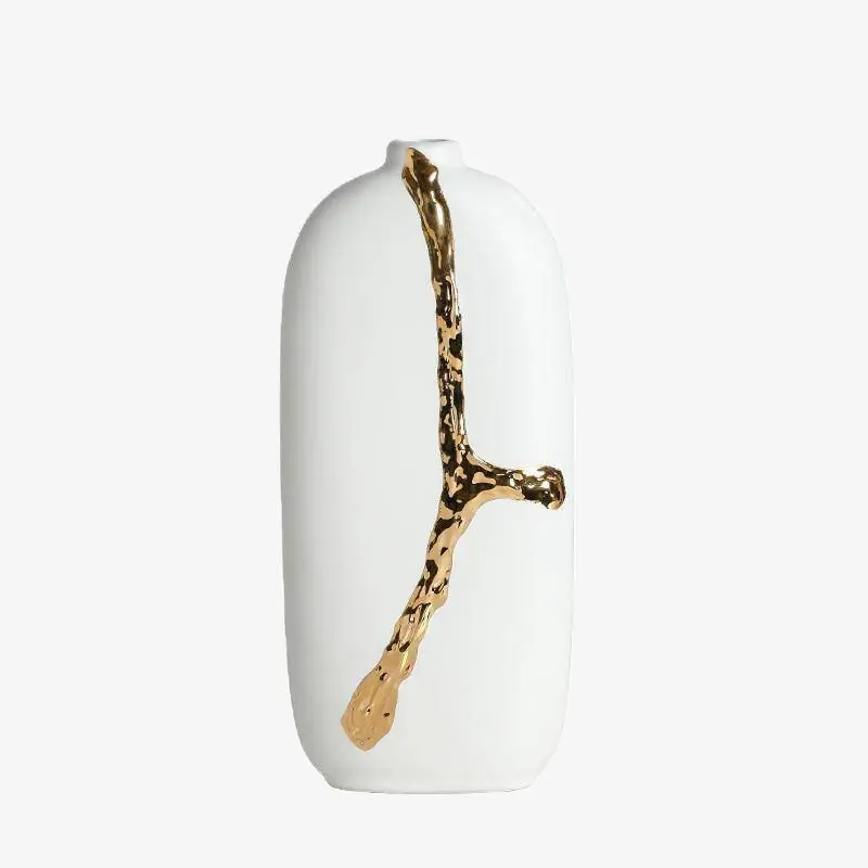 Vase design blanc et doré Xuan