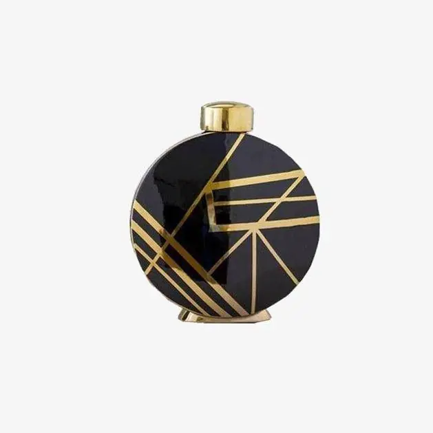 Vase Luxury Noir et Or Geométrique