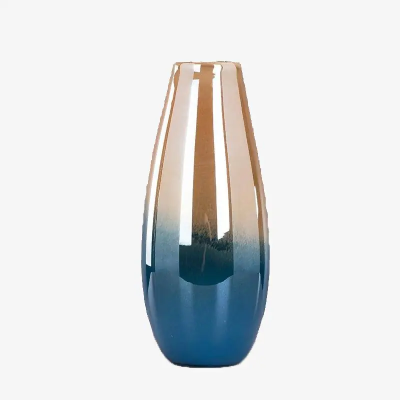 Vase Luxury Bleu et Doré - Design Arrondi