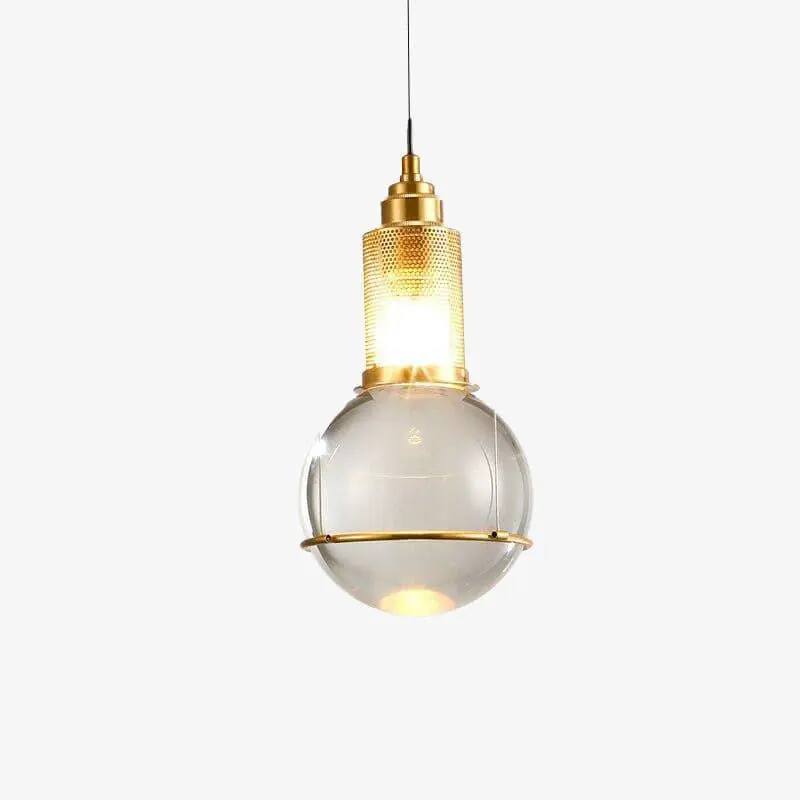 Suspension LED dorée en métal avec abat-jour en verre de luxe