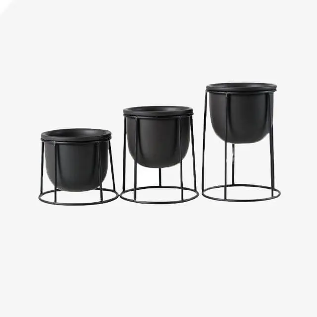 Ensemble de 3 piédestaux végétaux scandinaves modernes
