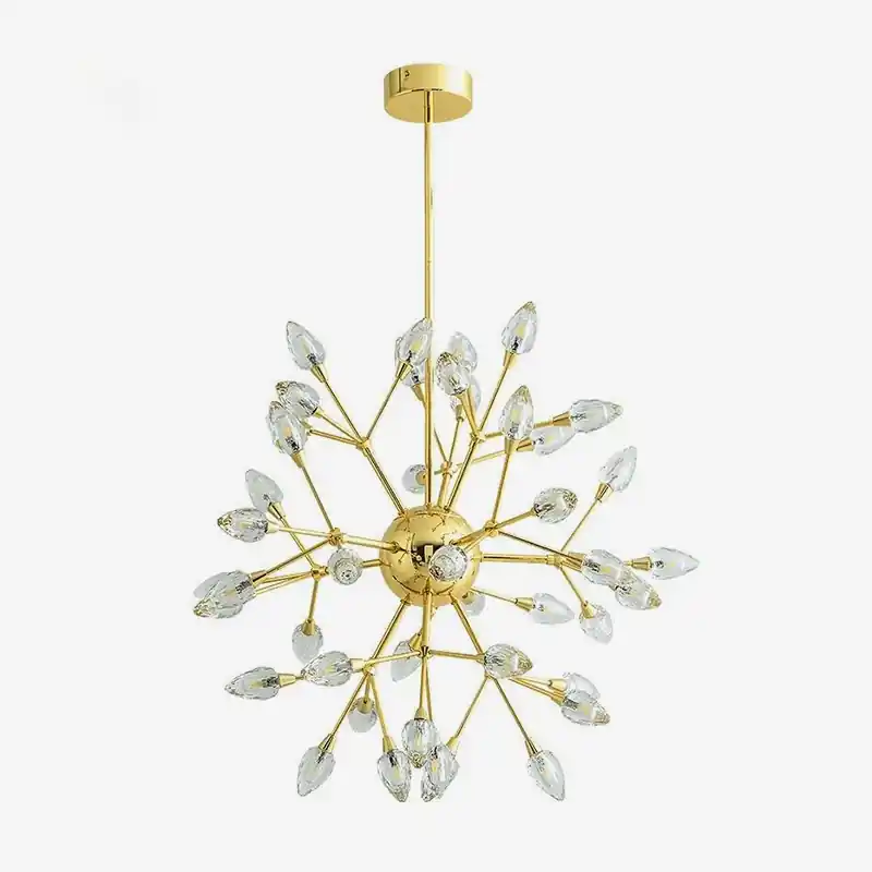 Lustre design LED doré à ampoules cristal