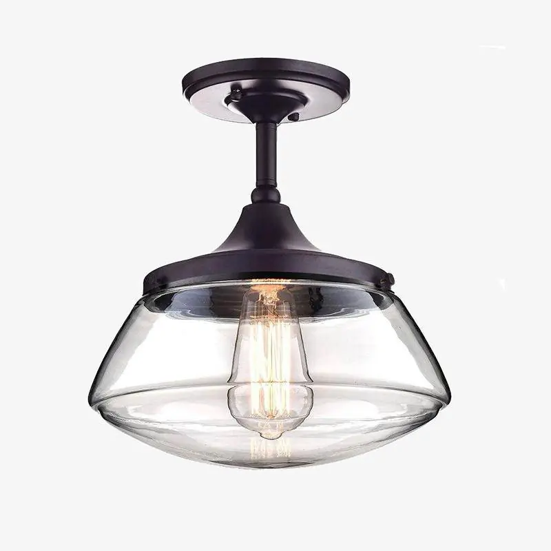 Suspension Vintage LED noire - Abat-jour en verre