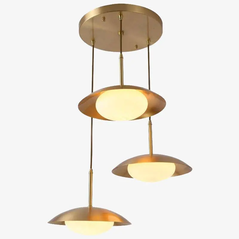 Suspension LED luxe avec abat-jour arrondi métal doré Luxe Brillant
