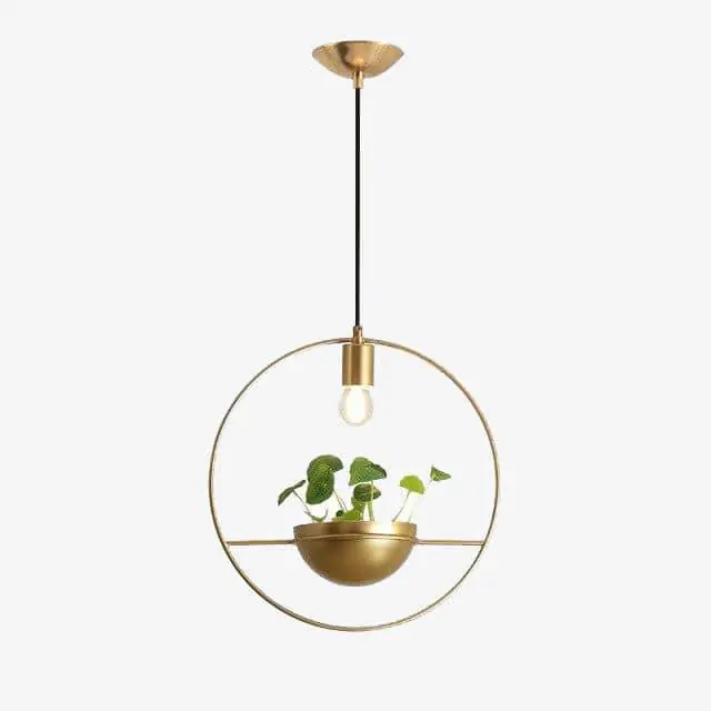 Suspension LED Luxe avec anneau doré et demi-sphère en métal
