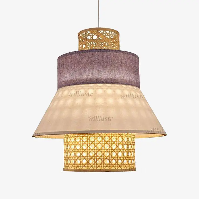 Suspension en rotin LED style japonais
