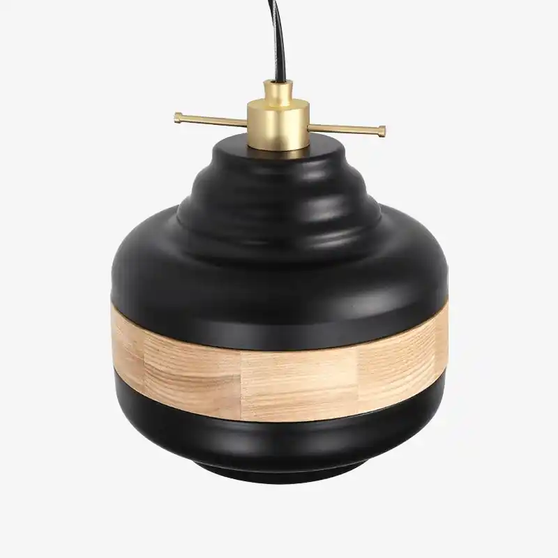 Suspension LED noire bois Country