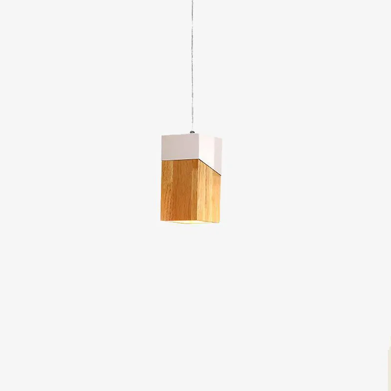 Suspension LED Cube de Bois Moderne