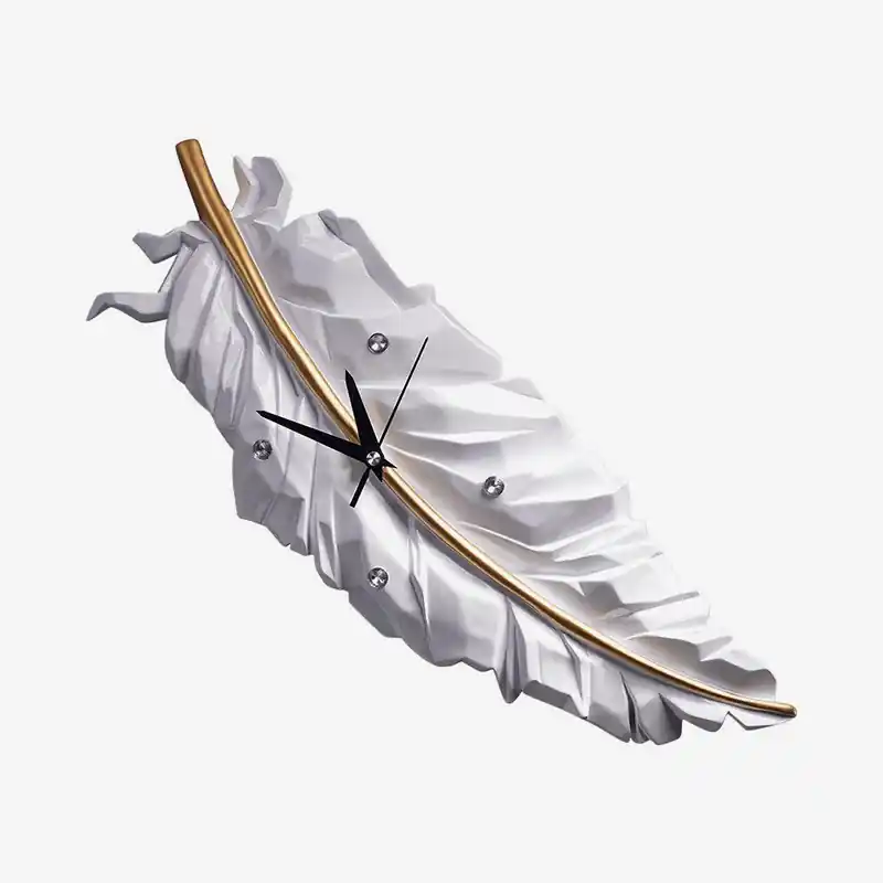 Horloge Plume Blanche Design