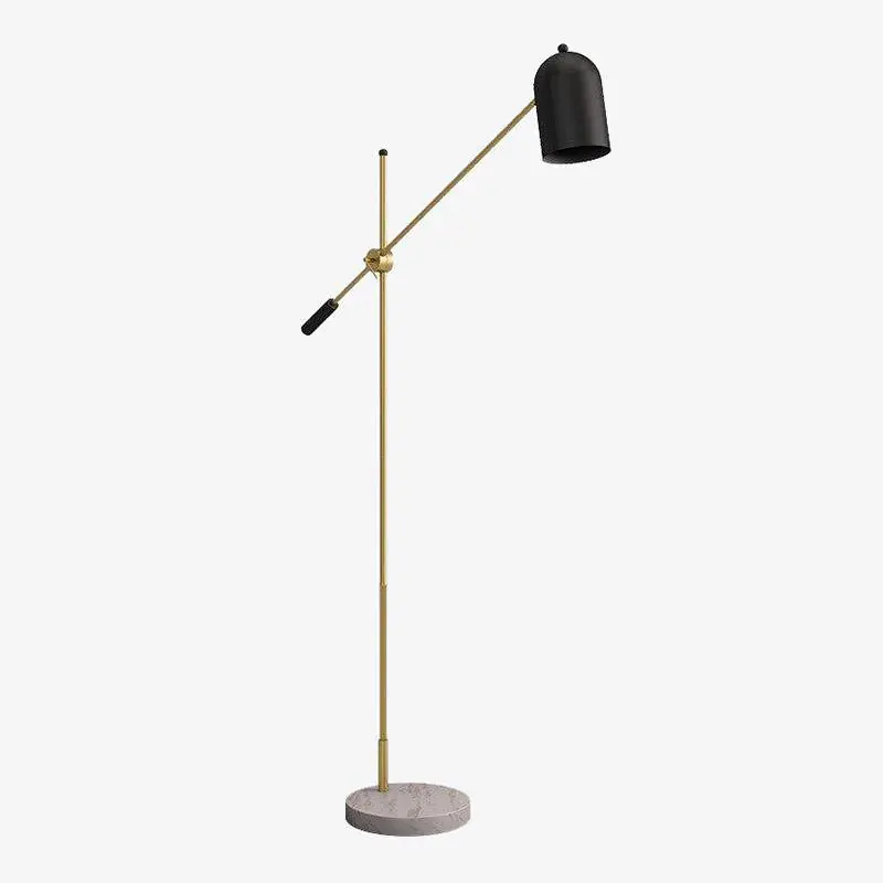 Lampadaire Design Doré LED avec Abat-jour Noir - Marbre