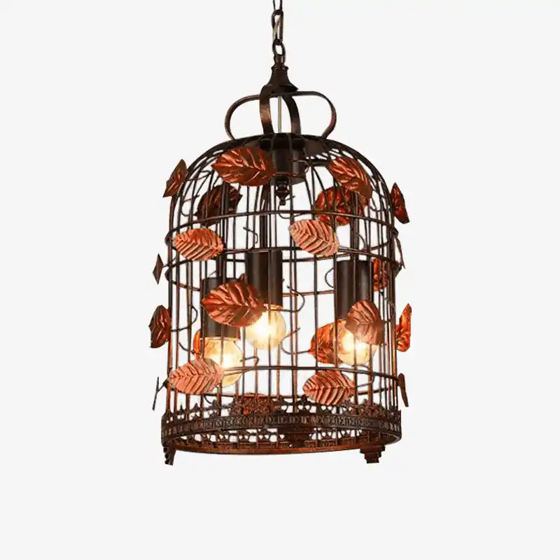 Lustre rétro LED \\"Birdcage\\" en métal