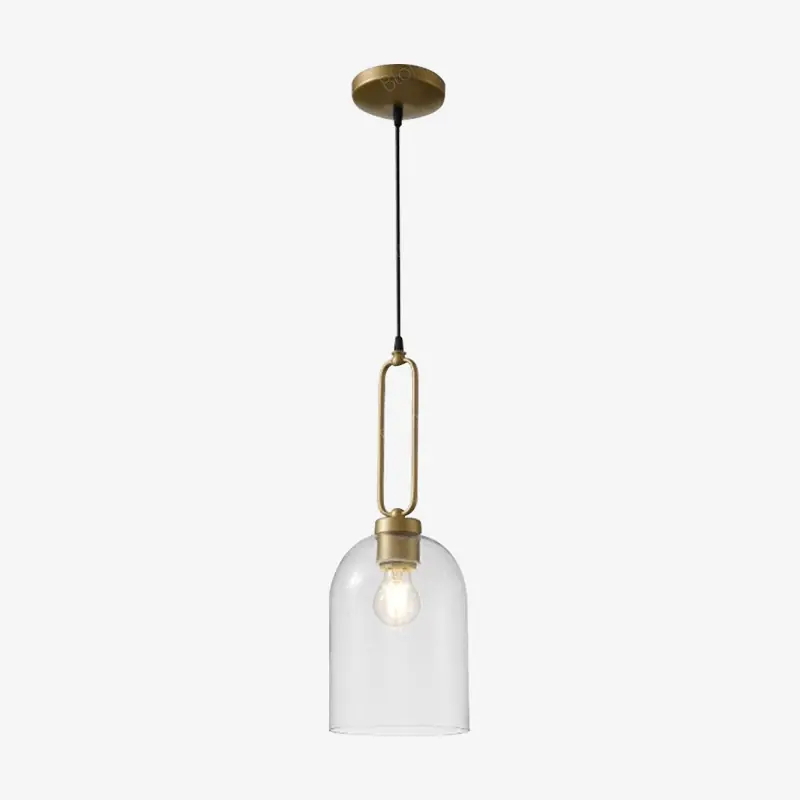 Suspension LED en verre arrondi avec anneau doré