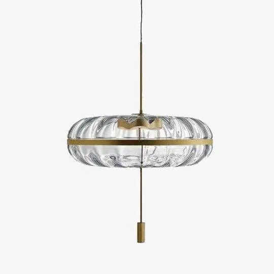 Suspension LED en verre avec cercle doré