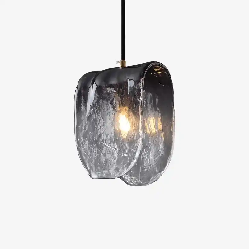 Suspension LED dorée avec abat-jour en tuile de verre