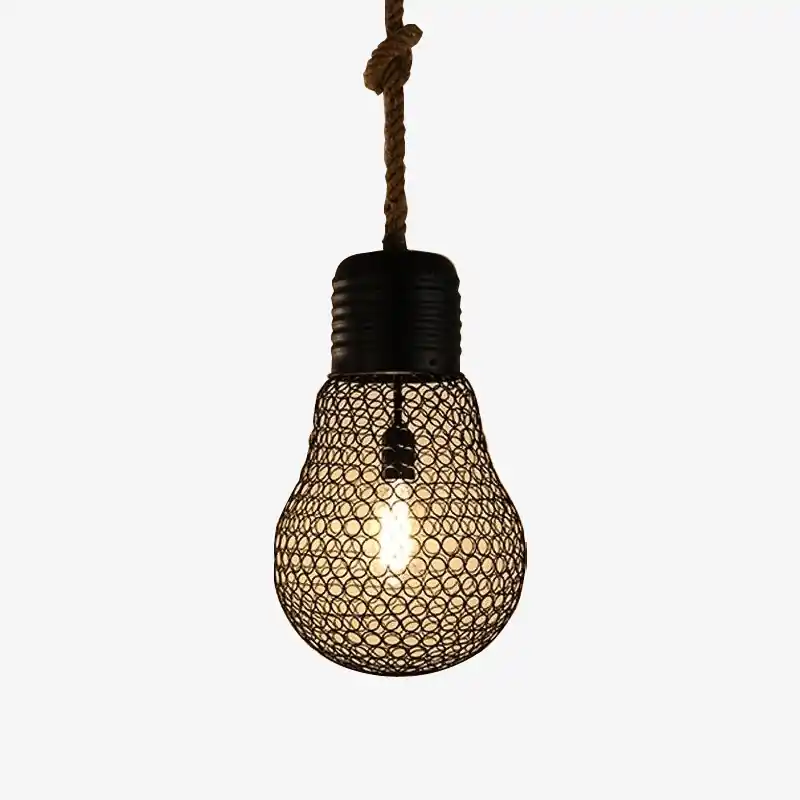 Suspension rustique LED \\"Ampoule Métallique\\"