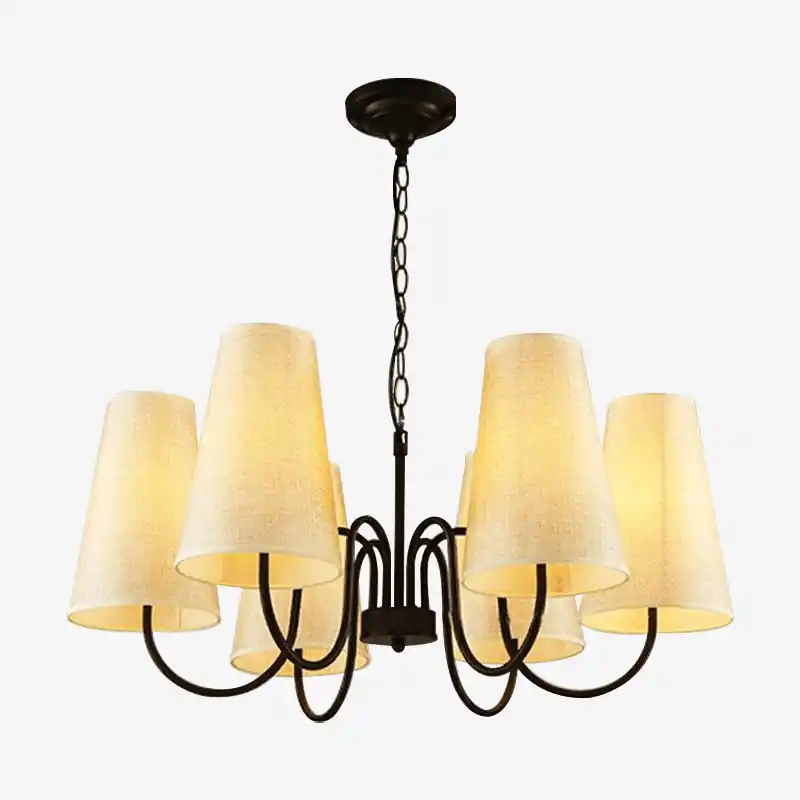 Suspension rétro LED en métal avec abats-jours tissés