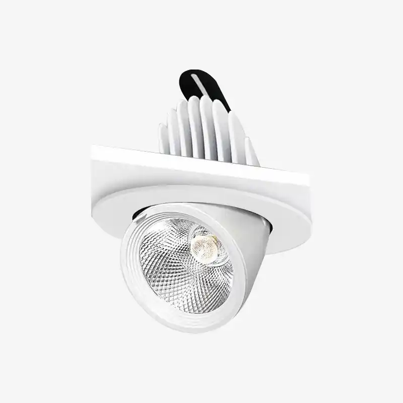Spot rond à LED pivotable à 360° en finition aluminium blanc