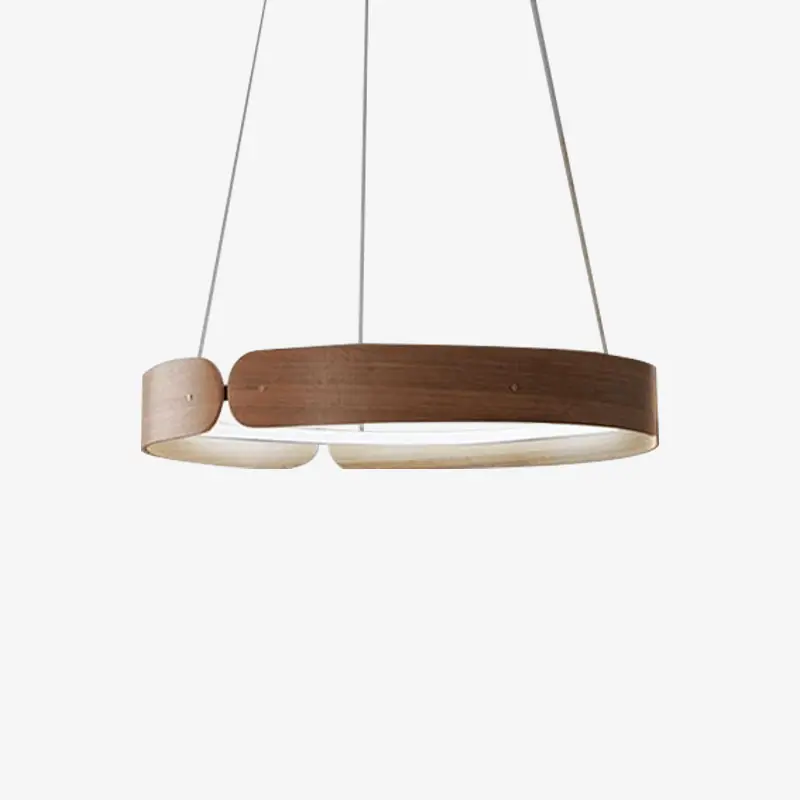 Lustre LED Design Nordique en Bois