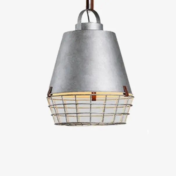 Suspension industrielle LED - Abat-jour cage grise