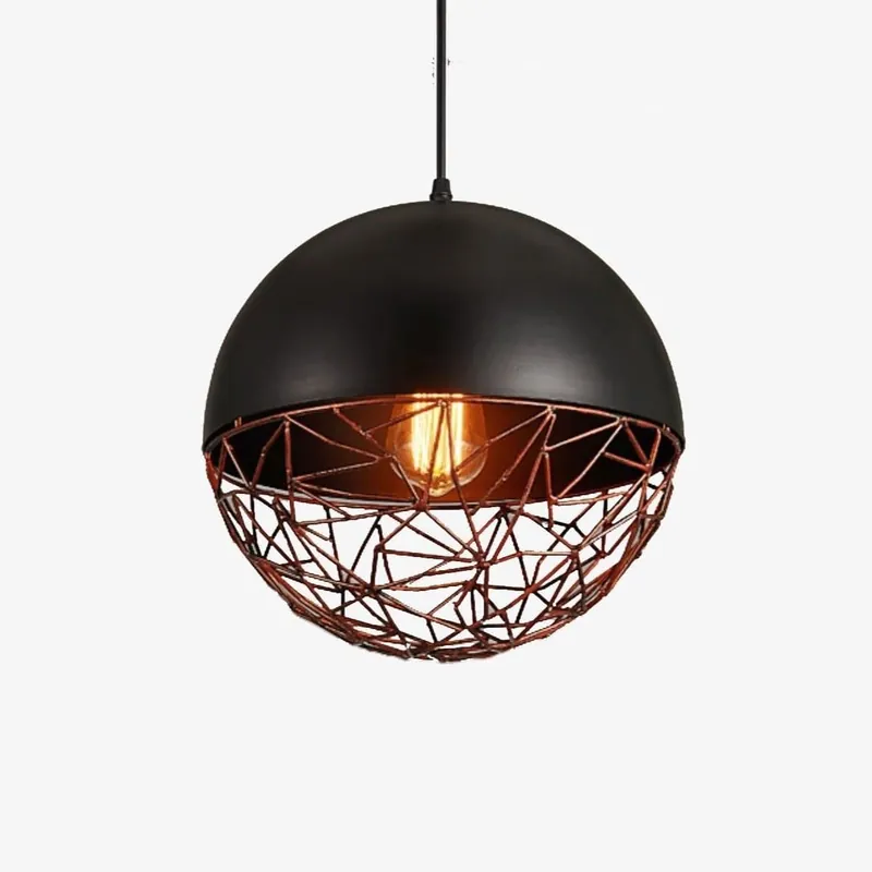 Suspension LED Design avec Abat-Jour Métal et Ampoule Vintage