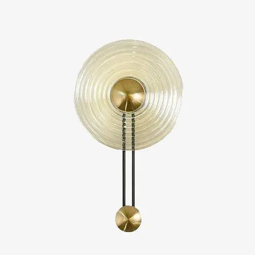 Applique murale LED élégante - Cercle doré & disque verre