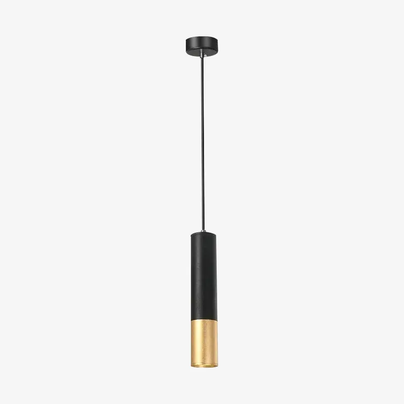 Suspension LED Cylindre Noir & Doré \\"Hang Style\\"