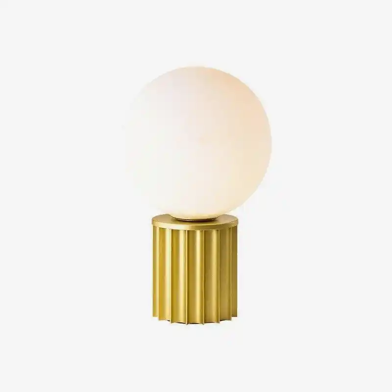 Lampe à poser design dorée avec boule LED