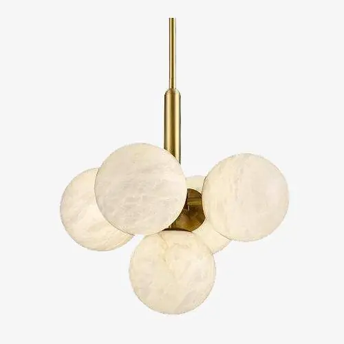 Suspension LED Dorée en Marbre