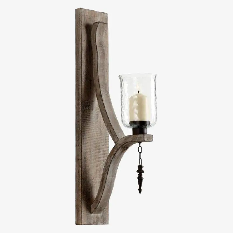 Applique murale LED style rétro en bois