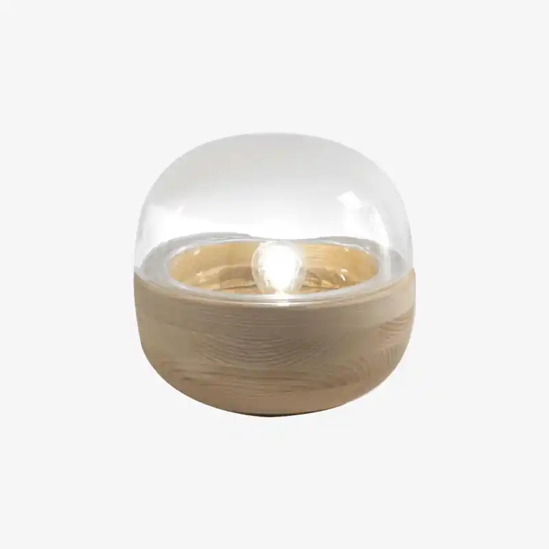 Lampe à poser LED design en bois et verre