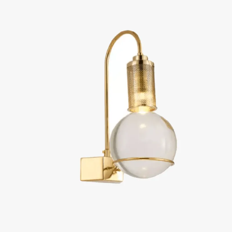 Applique Murale LED Ampoule Dorée avec Boule Crystal