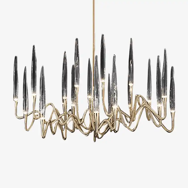 Lustre LED Luxe en Verre et Tiges Dorées
