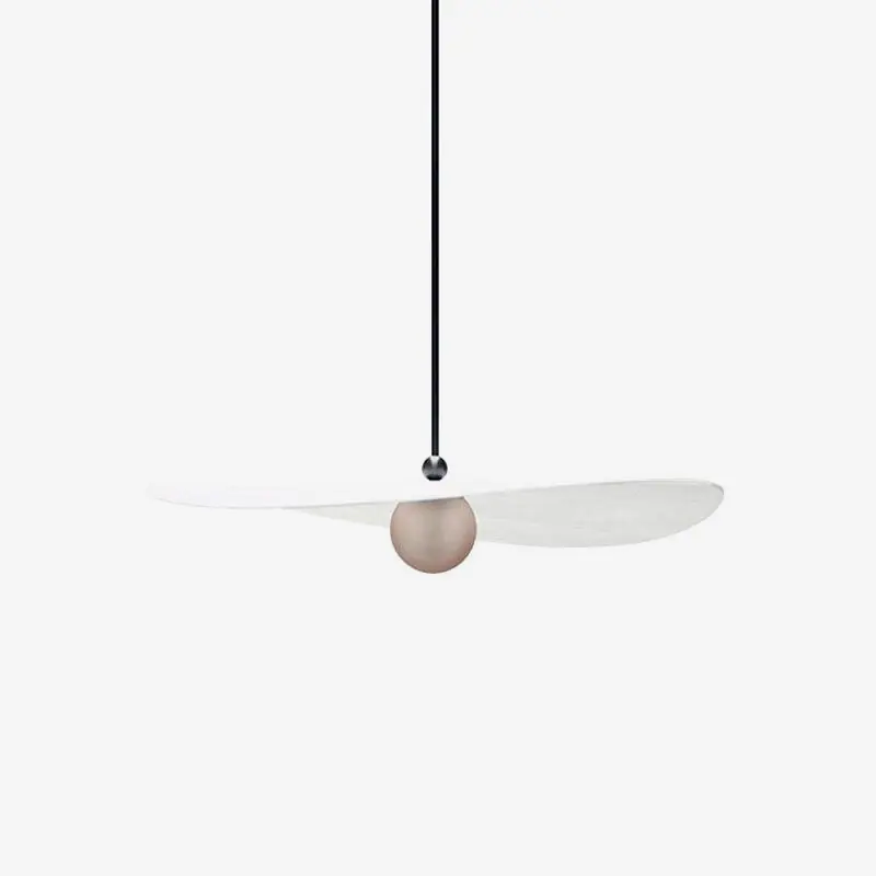 Suspension design LED \\"Lumina\\" avec boule métal et abat-jour blanc