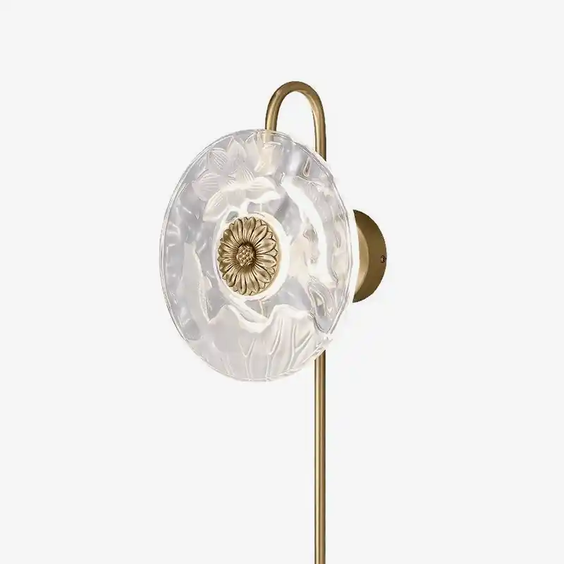 Applique murale design LED - Disque en verre floral