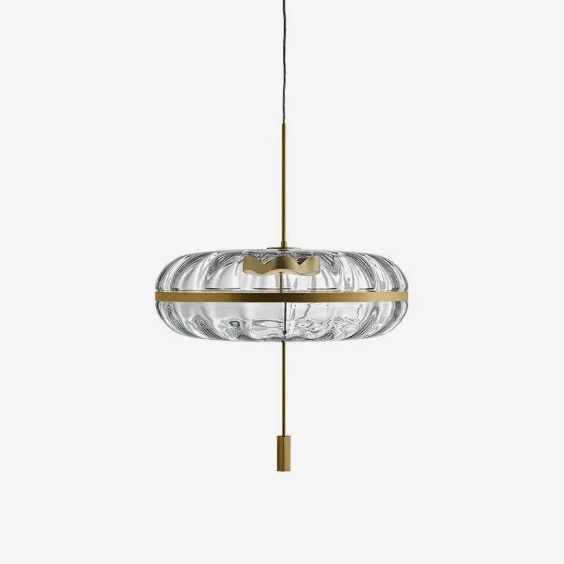 Suspension LED en verre arrondi et doré de Luxe