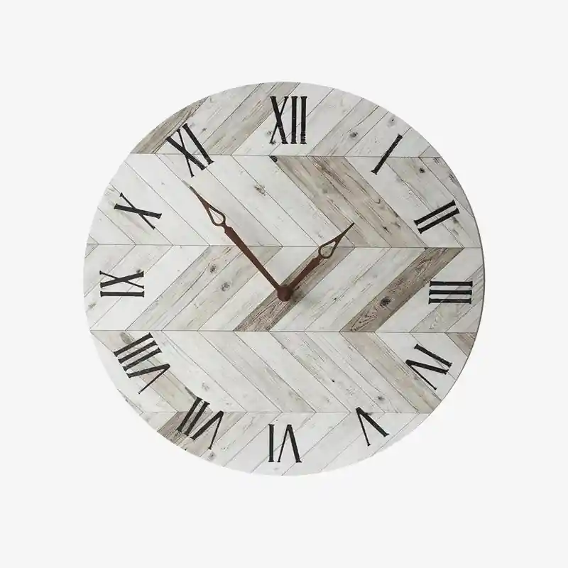Horloge murale scandinave en bois gris 28cm.