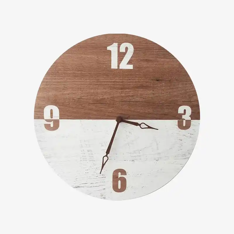 Horloge murale scandinave en bois blanc et marron 28cm Hours - Nordic Time