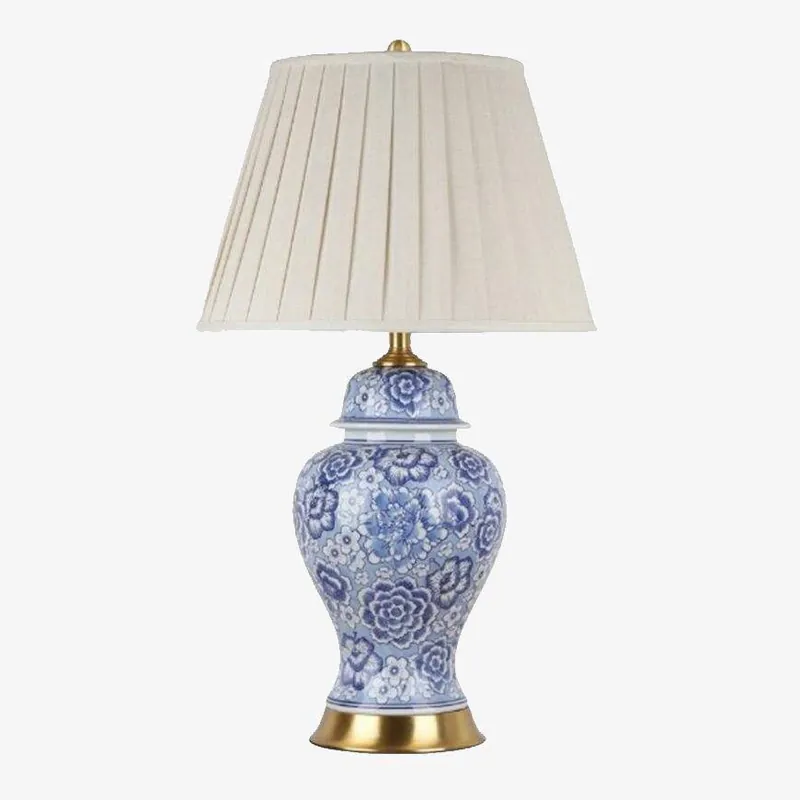Lampe à poser LED \\"Sakura\\" en céramique bleue